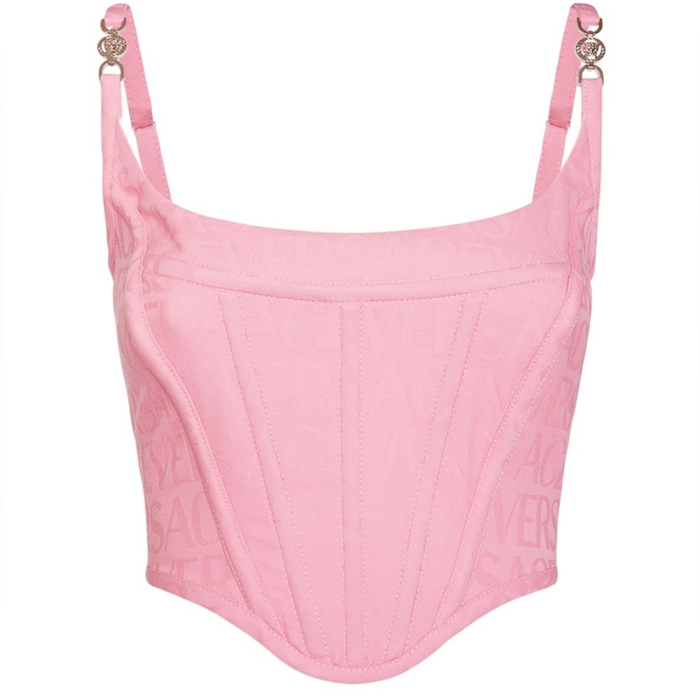 Versace Jacquard Allover Pink Top Logo Size 36 XS Brand new Authentic